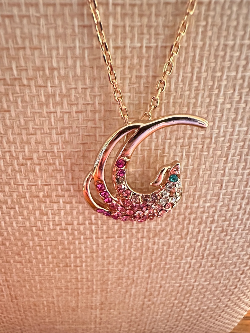 Swarovski Crystal Phoenix Rose Gold plated  Pendant Necklace Hungarian